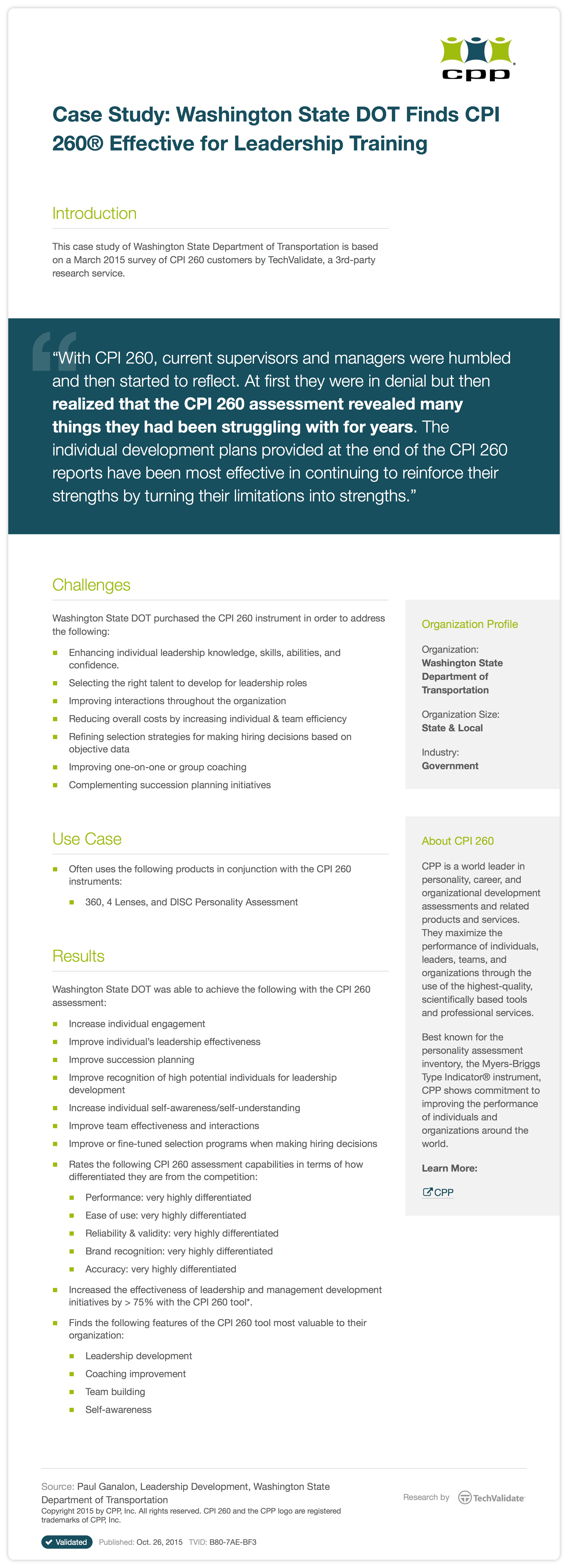 DOT CPI 260 Case Study