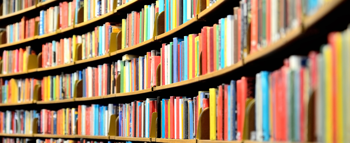 Bookshelves full of books