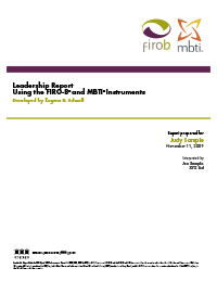 Leadership Report Using the FIRO-B® and MBTI® Instruments