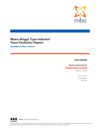 MBTI® Team Facilitator Report  (Form M)