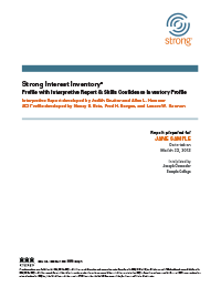Strong Profile + Interpretive Report + Skills Confidence Inventory Profile